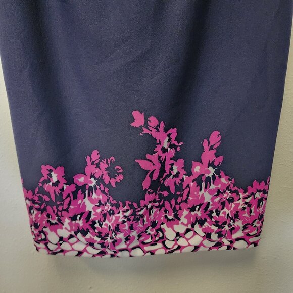 Maya Brooke Dress 2pc Jacket 10 Navy Pink Midi Mother Bride Groom Wedding Event - Picture 2 of 16